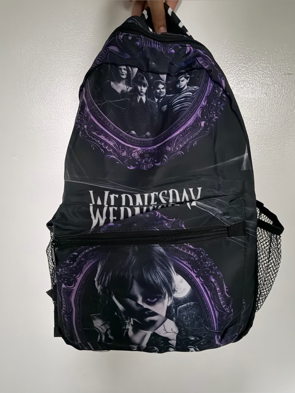 Wednesday Addams Black & Purple Graphic Backpack